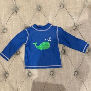 Little Me Blue and Green Whale Rashguard